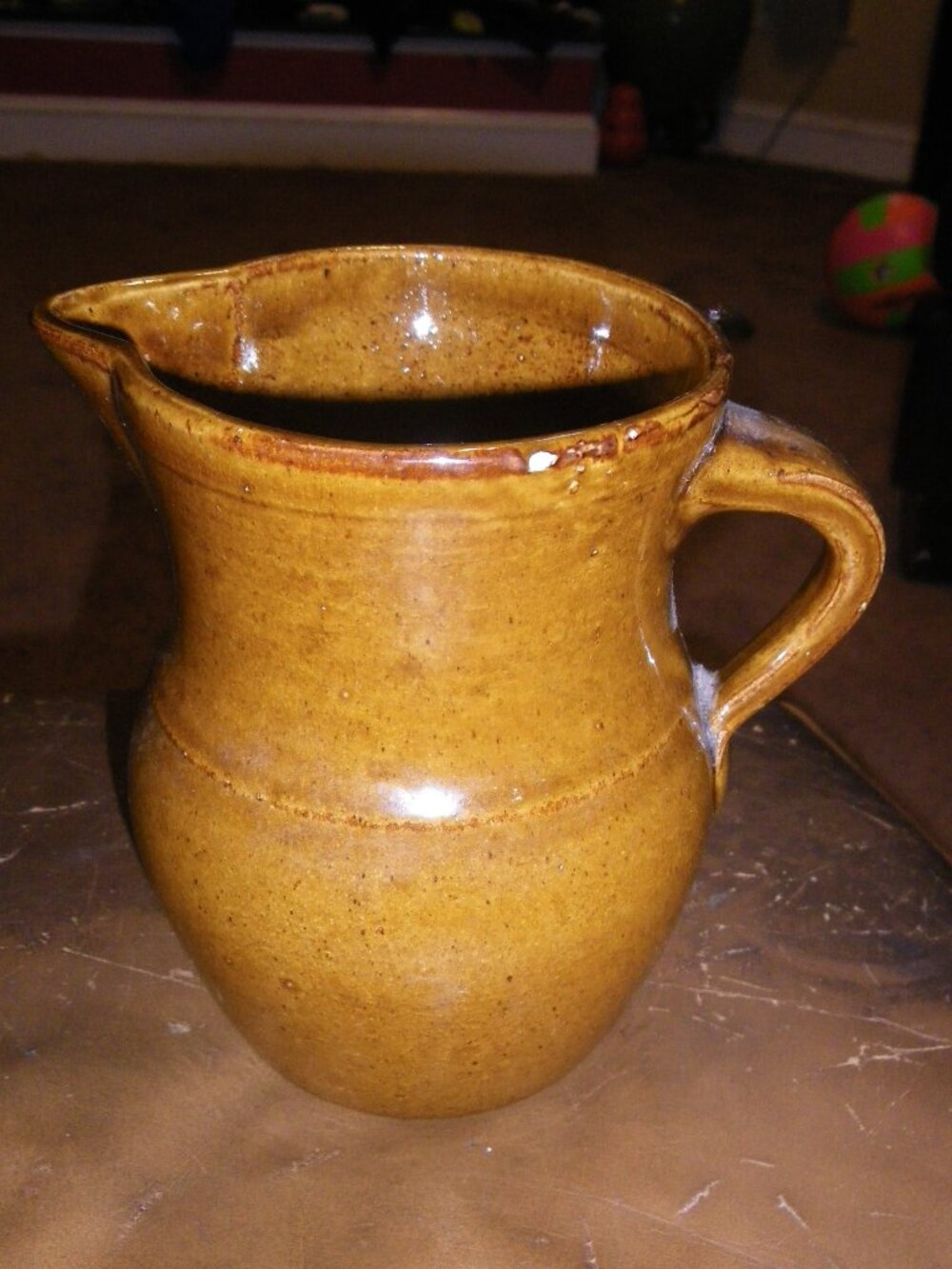 Vintage Handmade Small Earthenware Glazed Pitcher
